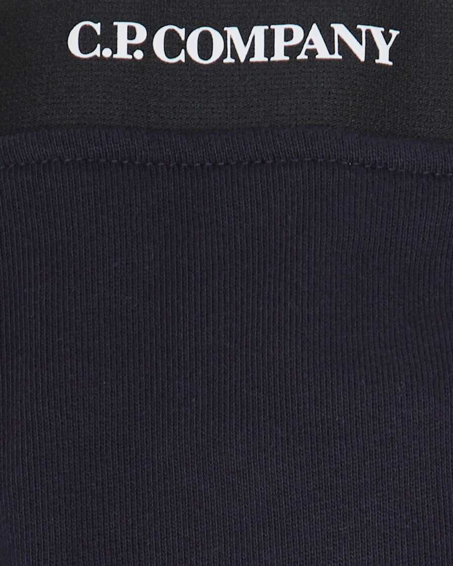 C.P. Company Blue Medium-Weight Diagonal Raised Fleece Hoodie