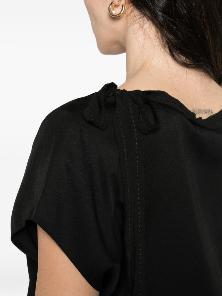 Pinko Short-Sleeved Blouse With Side Bow Detail