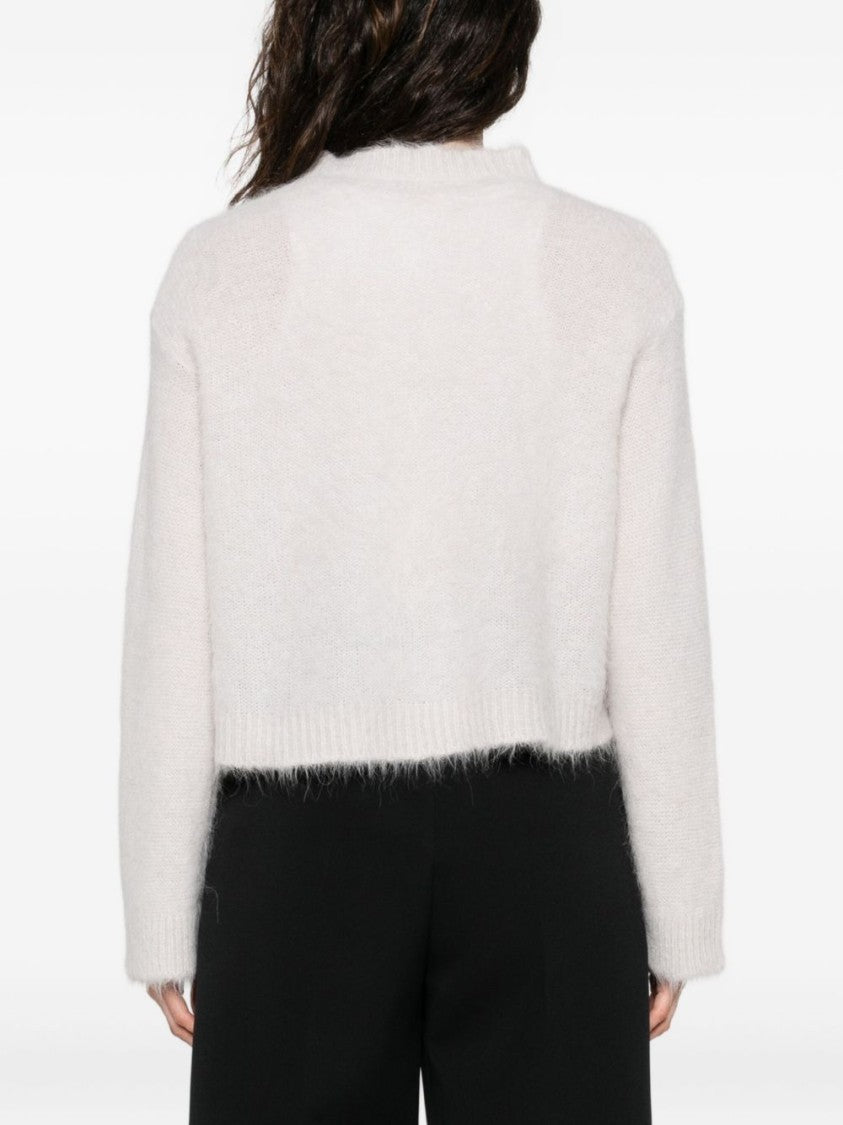 Antonelli Fuzzy Cropped Cardigan With Ribbed Details
