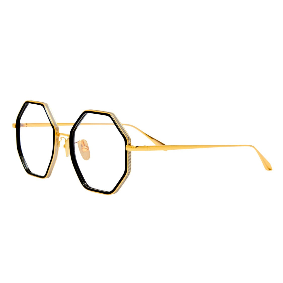 Linda Farrow Octagonal Frame Eyeglasses With Thin Gold Arms