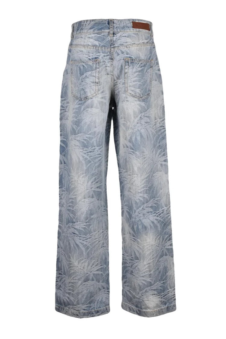 Palm Angels Loose Jacquard Jeans - Light Blue