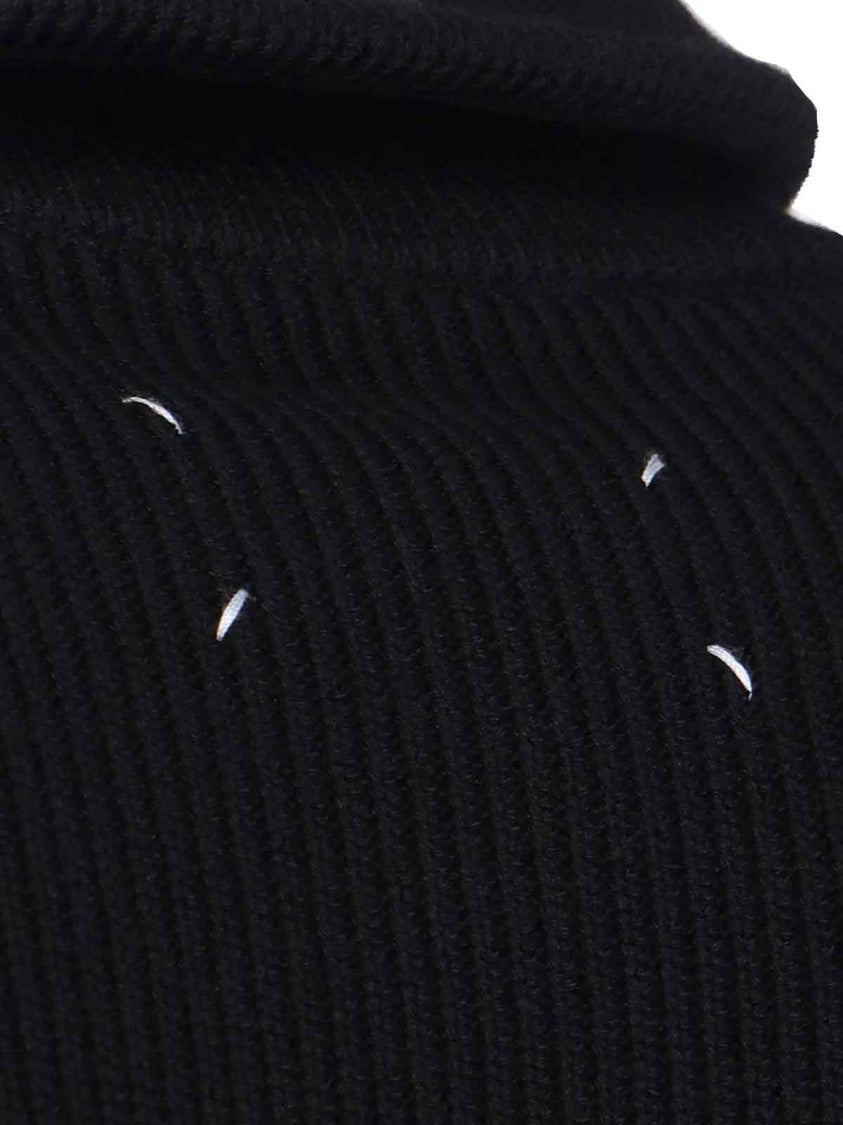 Maison Margiela Ribbed Knit Cardigan With High Collar