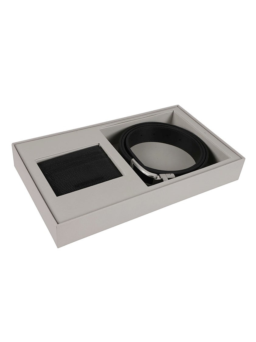 Emporio Armani Calf Leather Belt Credit Card Holder Gift Box Set