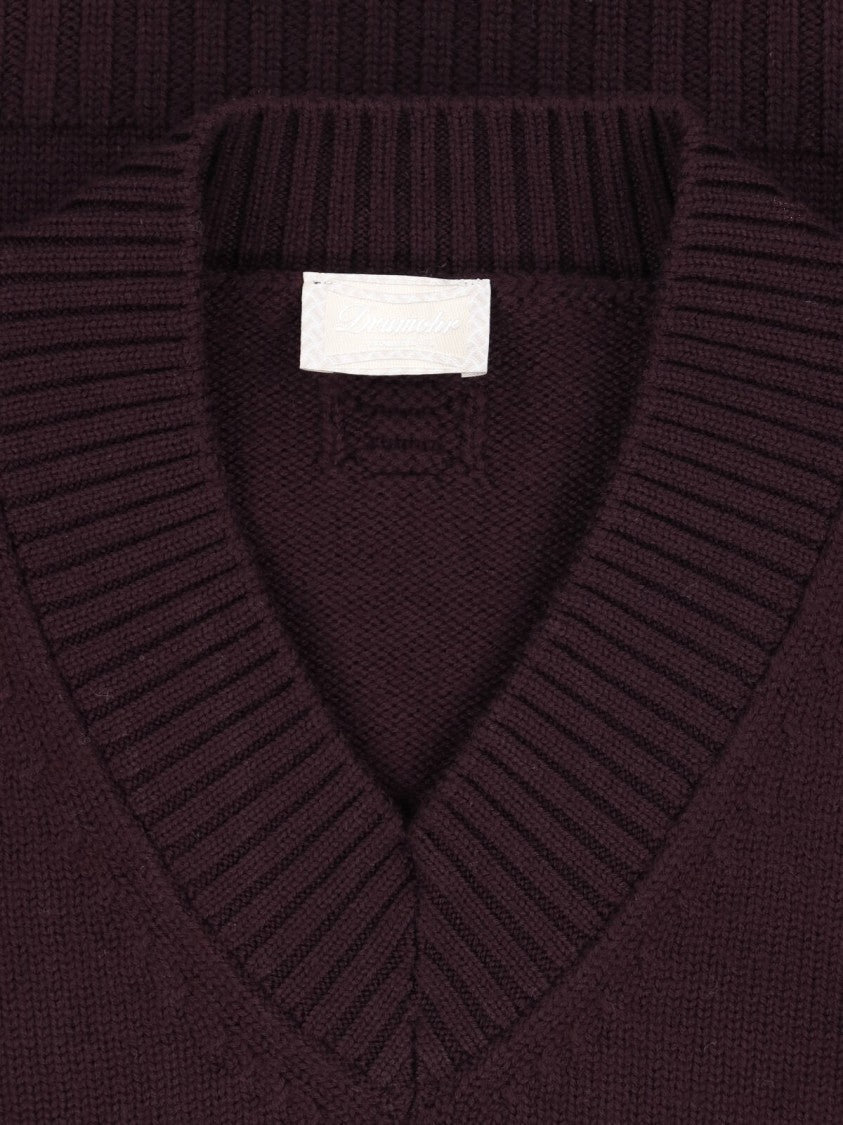 Drumohr Brown Merino Wool V-Neck Sweater