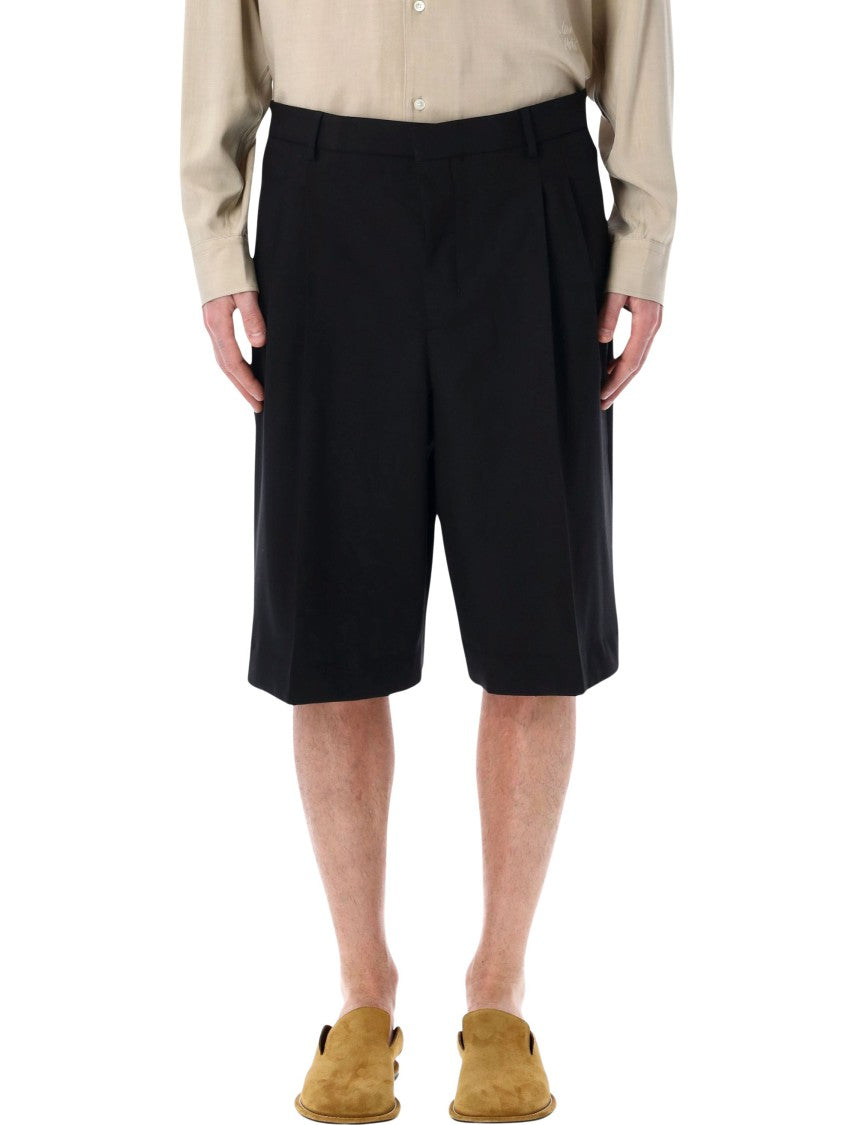Ami Paris Lana Gabardine Front Pleats Bermuda Shorts