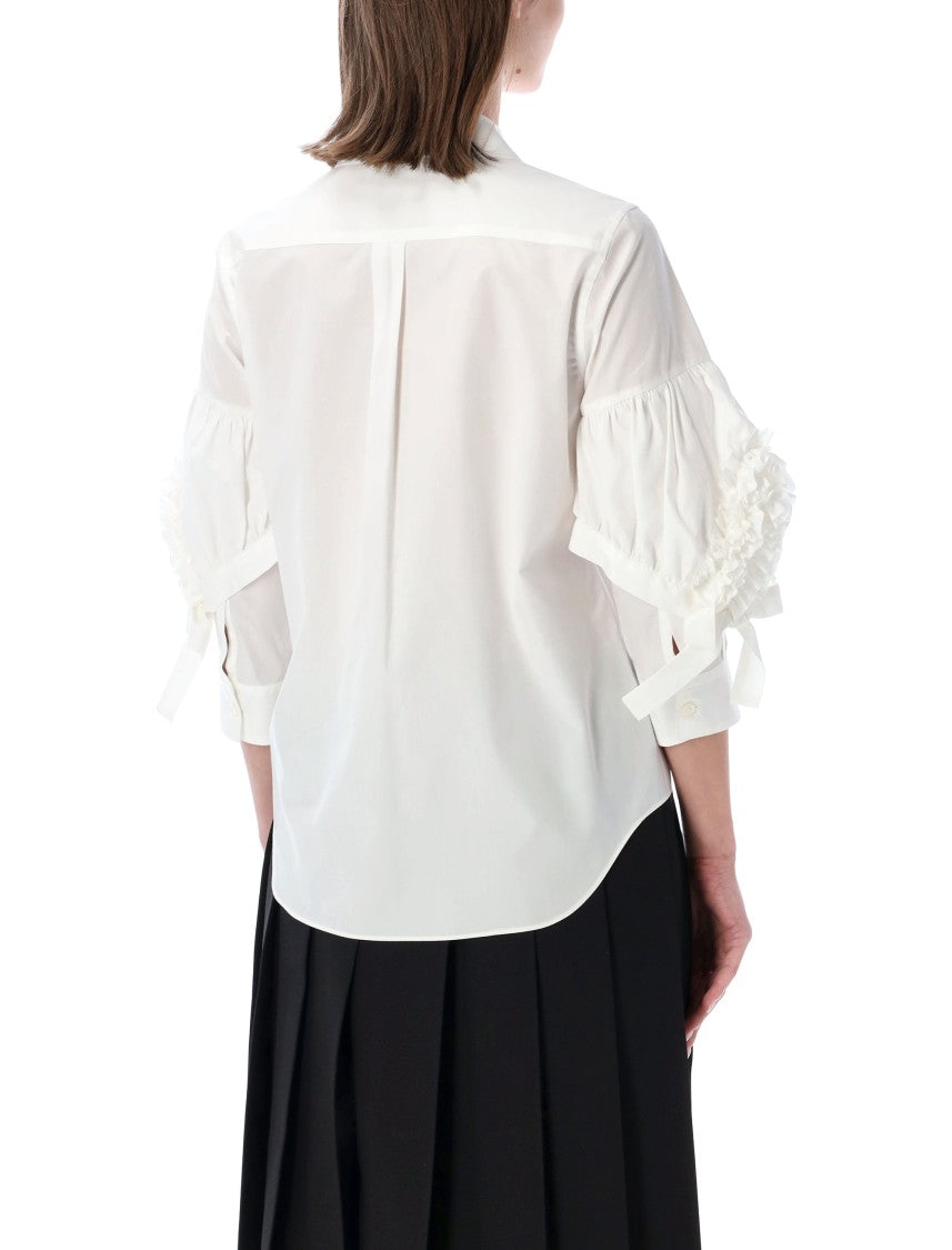 Comme Des Garçons Cotton Poplin Ruffle Sleeve Shirt