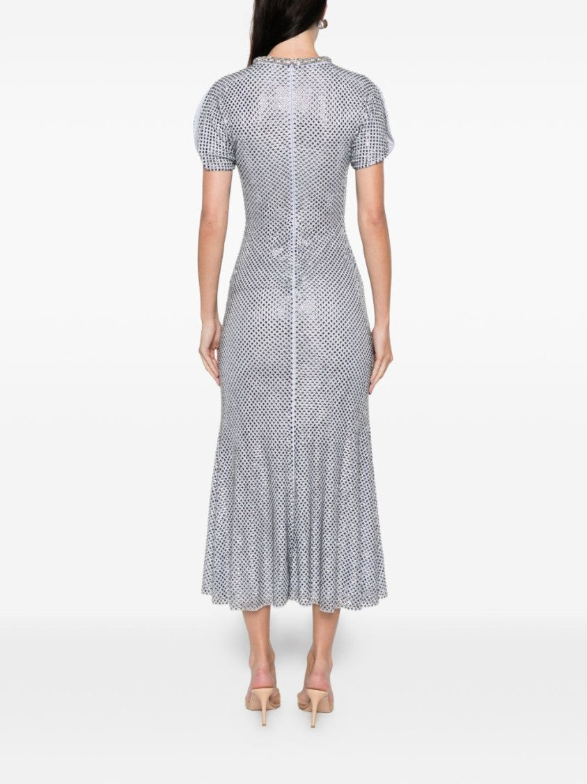 Self-Portrait Fitted Midi Dress With Reflective Embellishments