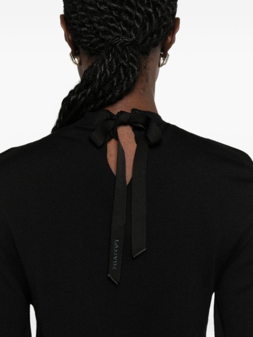 Lanvin Fitted Black Sweater With Silk And Nylon Blend