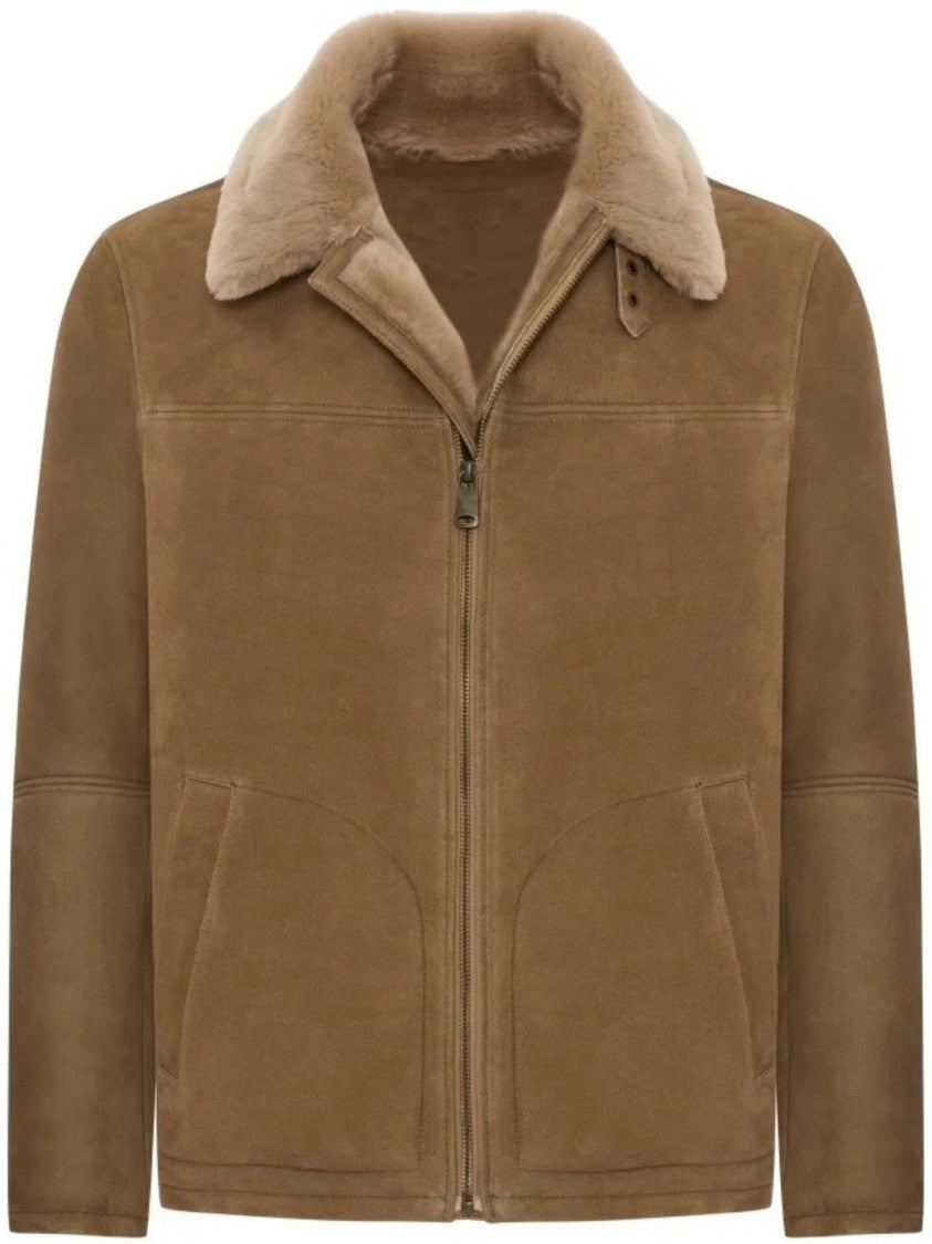 Bigardini Merillino Shearling Jacket With Plush Collar And Suede Finish