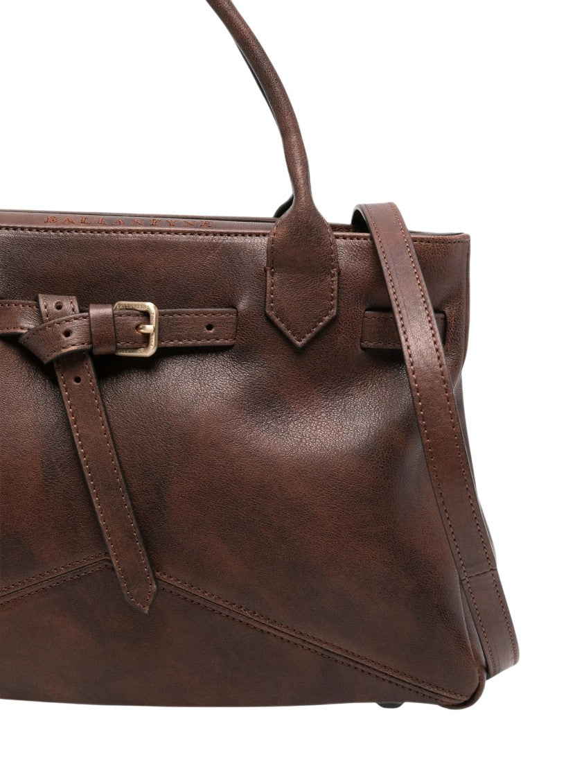 Ballantyne Distressed Dark Brown Calf Leather Shoulder Bag