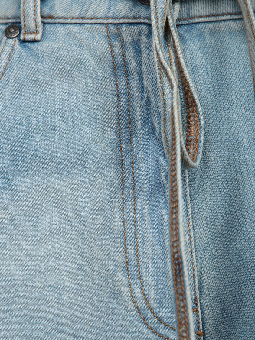 Msgm Wide-Leg Blue Jeans With Drawstring Waist