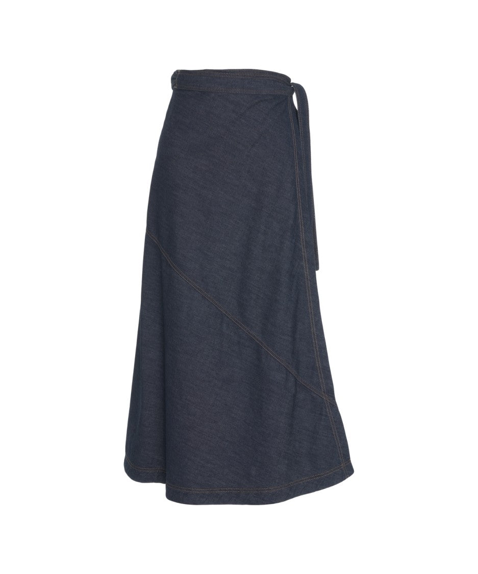 Munthe Trapeze Wrap Midi Skirt With Practical Waist Closure