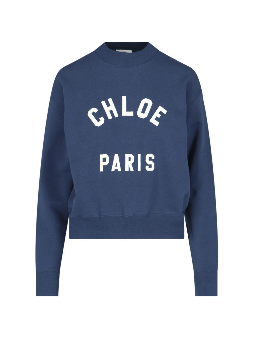 Chloé "Paris" Crewneck Sweatshirt – Navy