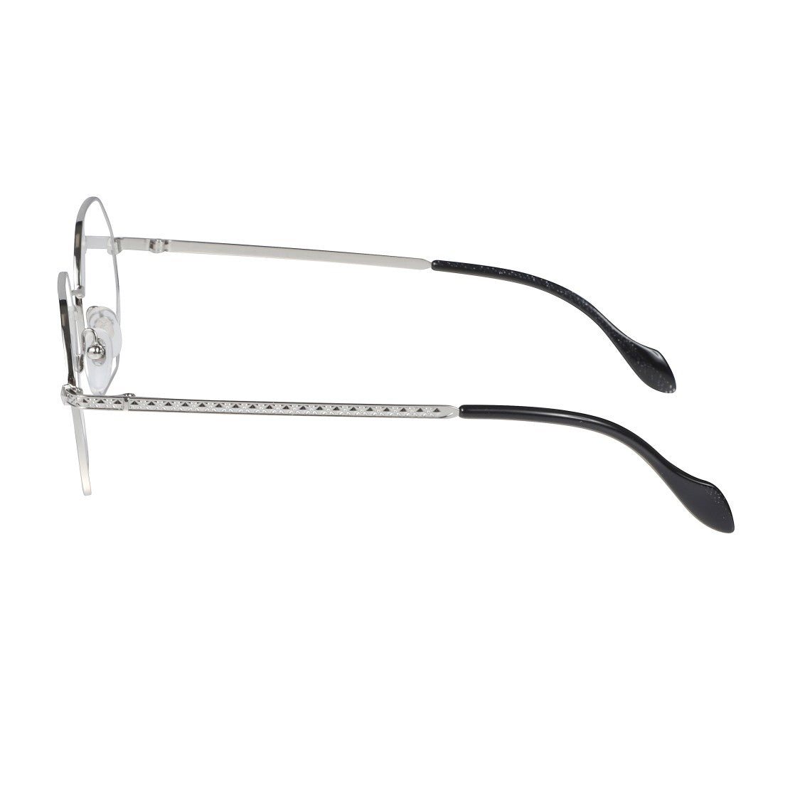 Kador Milady-V Geometric Silver Eyeglasses With Textured Temples