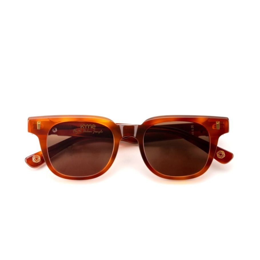 Kyme Justin Tortoiseshell Acetate Square Frame Sunglasses With Gold Accents