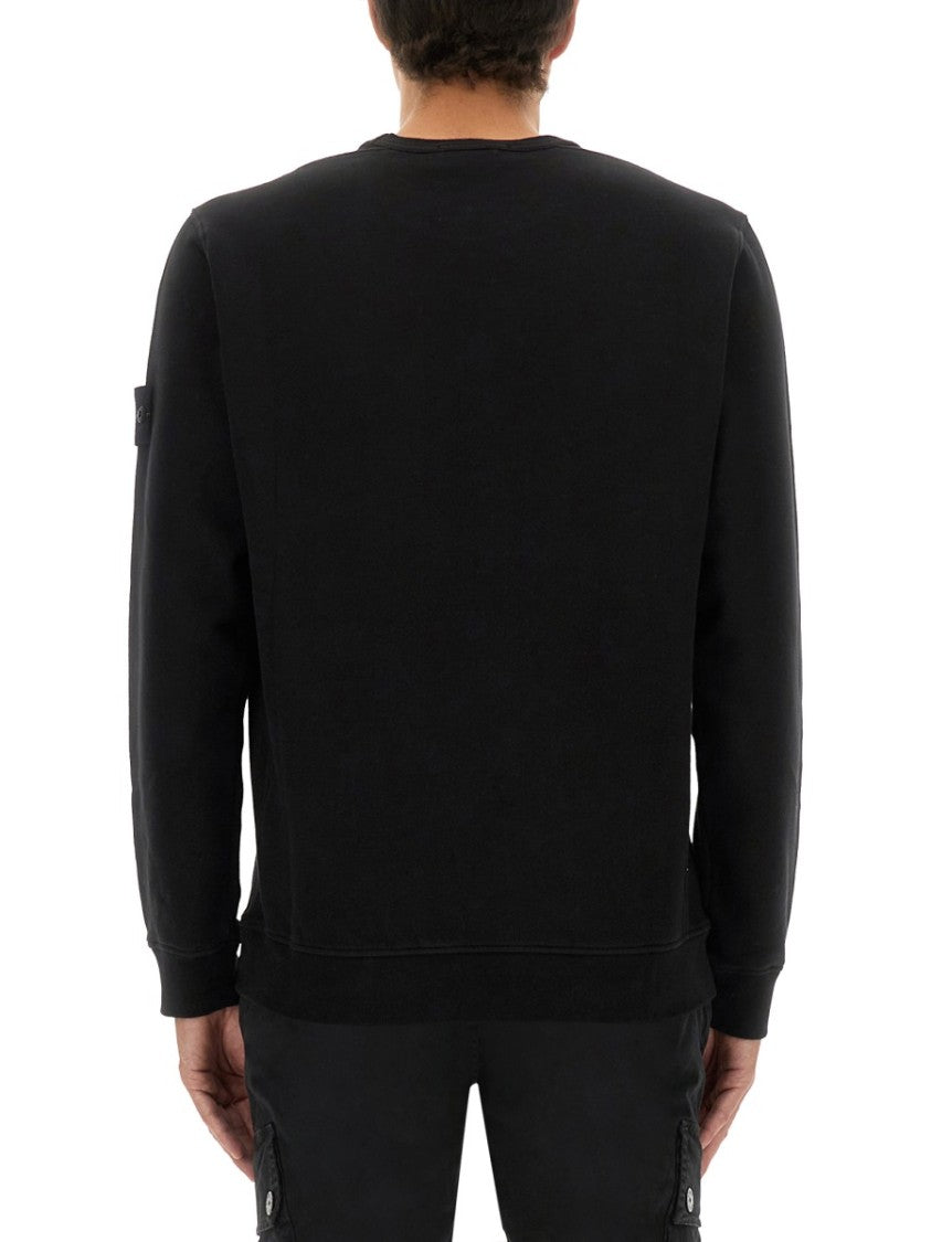 Stone Island Classic Crew Neck Black Sweatshirt