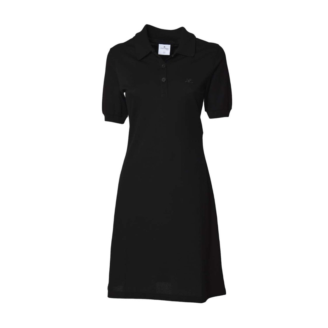 Courrèges Black Cotton Piqué Polo Mini Dress