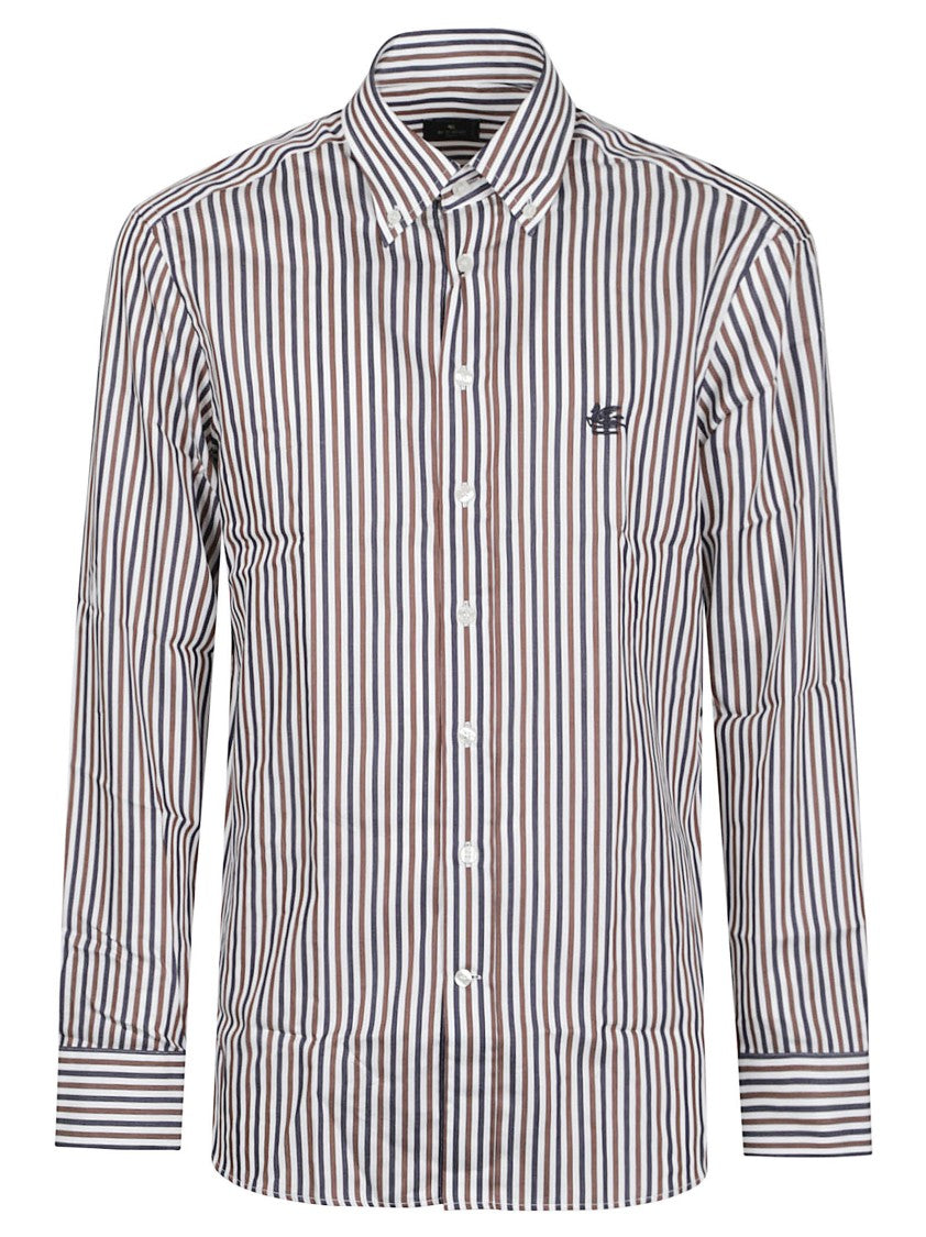 Etro Roma Vertical Striped Cotton Button-Down Shirt