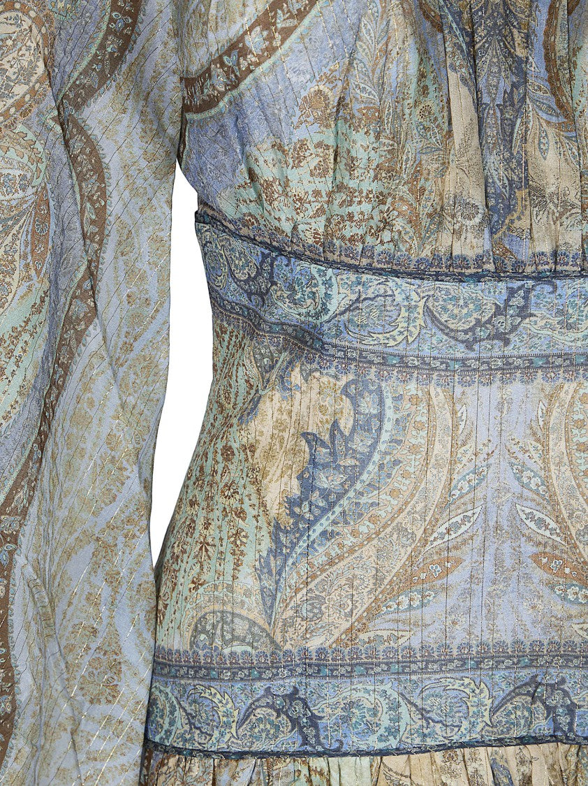Zimmermann Mini Dress With Round Neckline And Flared Skirt