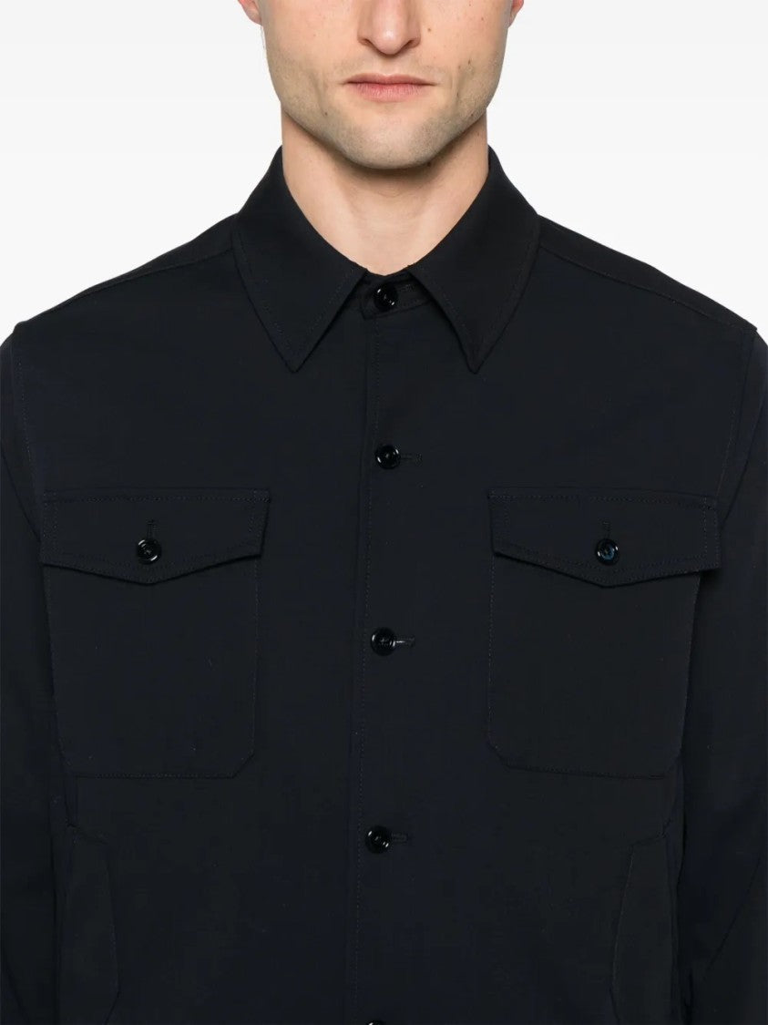 Lardini Button-Up Black Wool Jacket