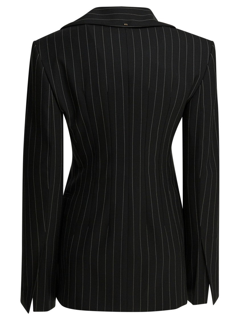 Max Mara Tailored Pinstripe Jacket With Notched Lapel And Structured Fit
