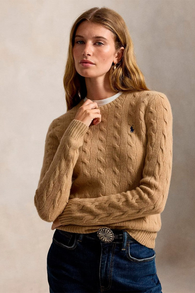 Polo Ralph Lauren Camel Wool-Cashmere Blend Cable-Knit Sweater