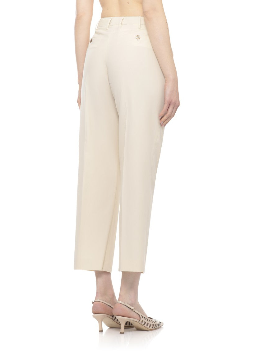 Pt Torino Ivory Hook Fastening Cotton Pants