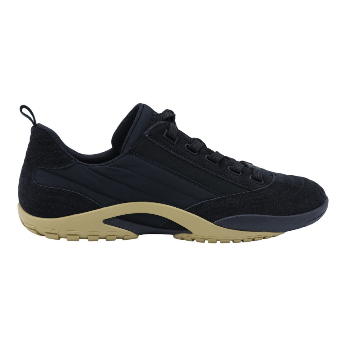 Lanvin Black Textured Low-Profile Beige Sole Sneakers