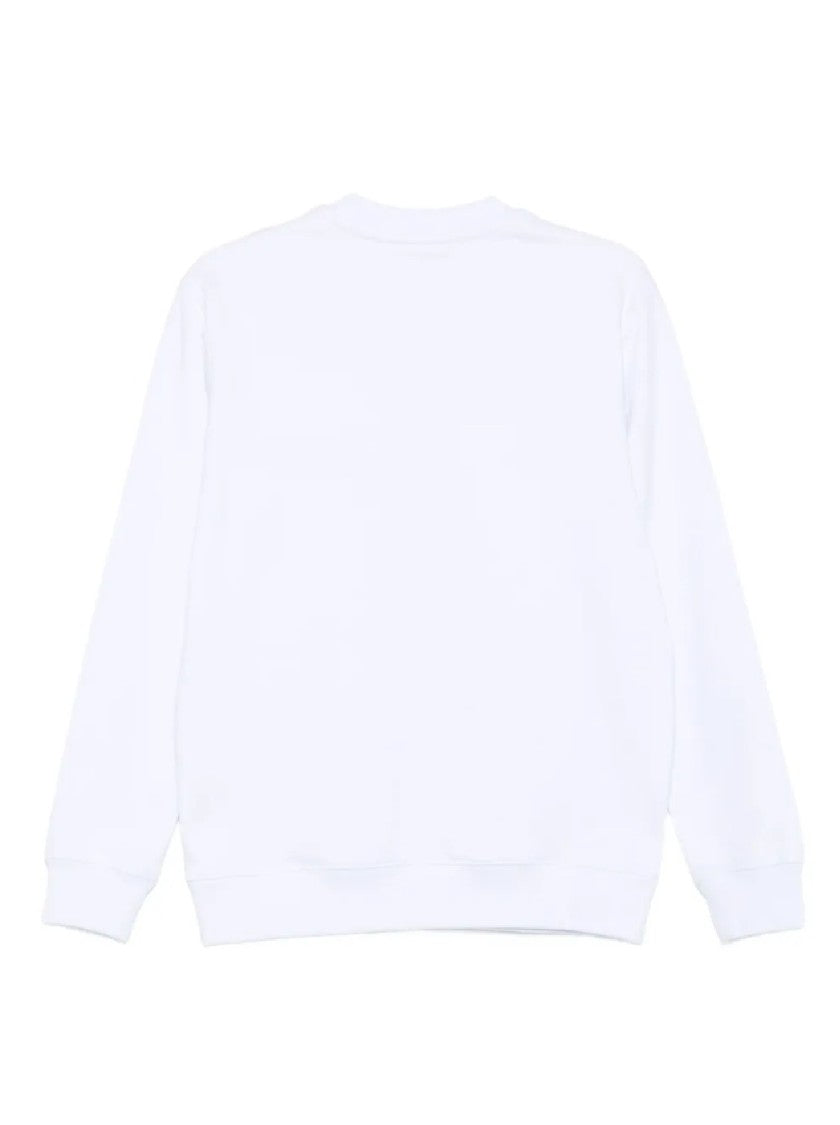 Msgm White Crewneck Sweatshirt With Script Logo