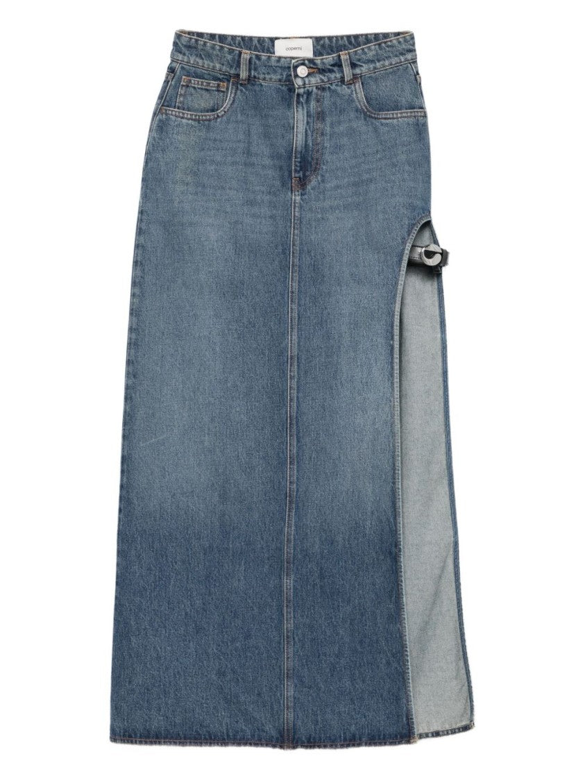 Coperni Blue High Waist Denim Side Skirt