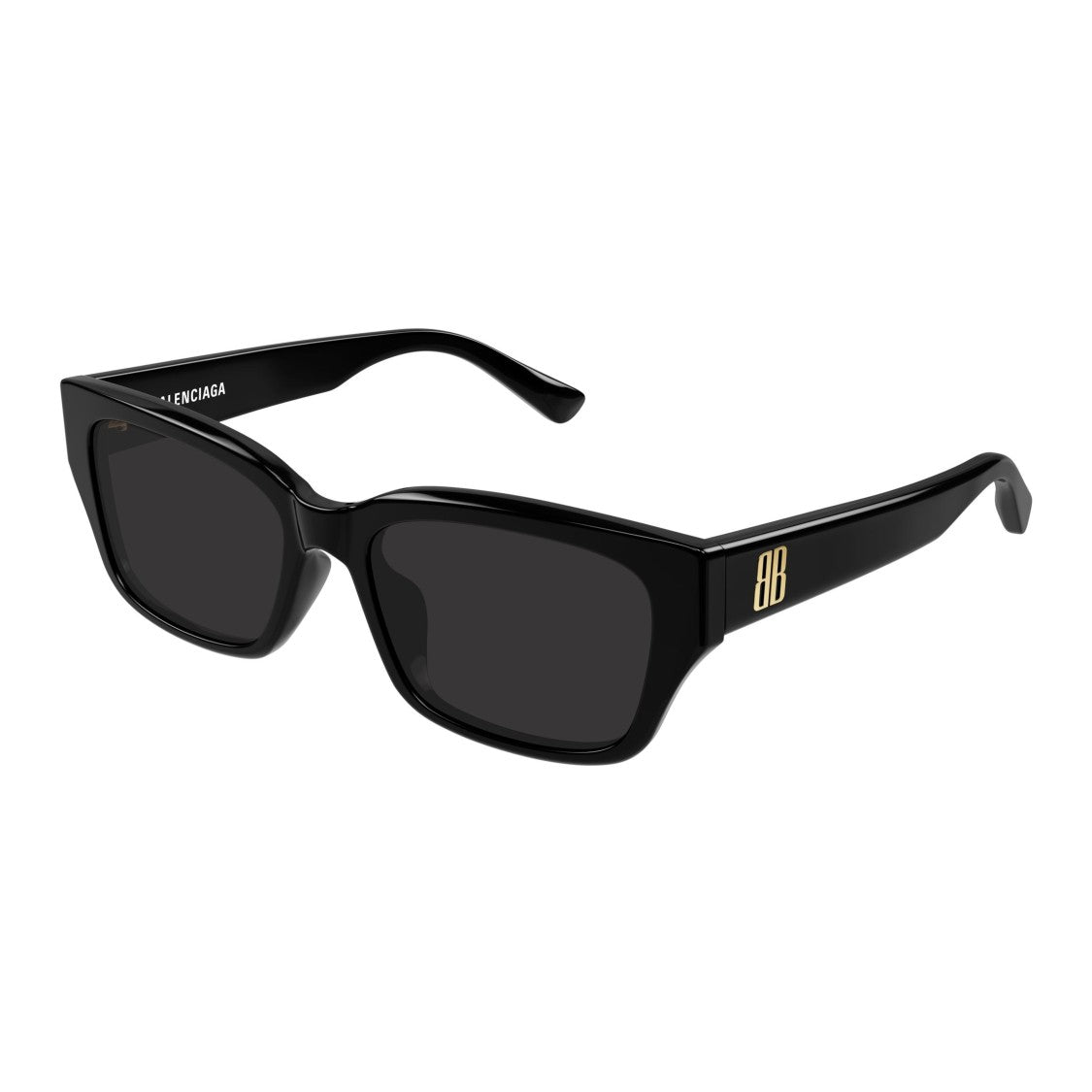 Balenciaga Bold Rectangular Sunglasses In Glossy Black Acetate