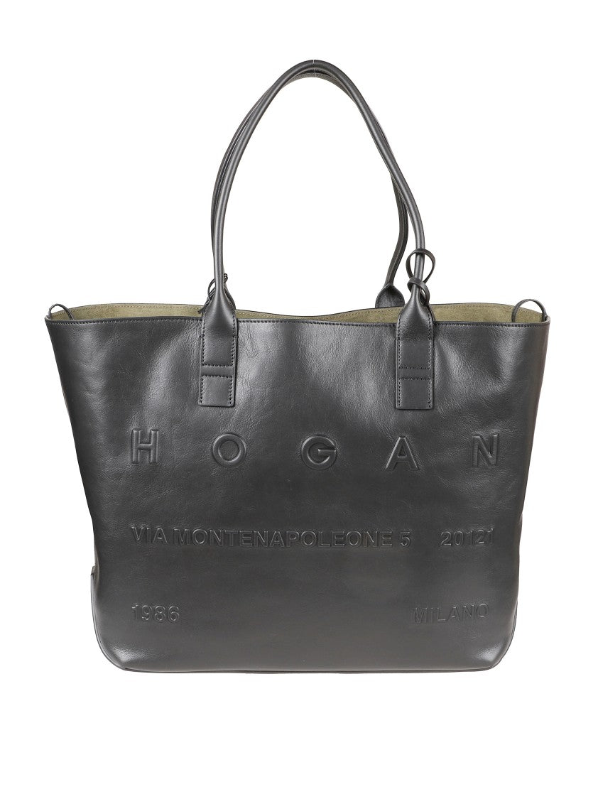 Hogan Black Tote Bag With Smooth Leather Finish