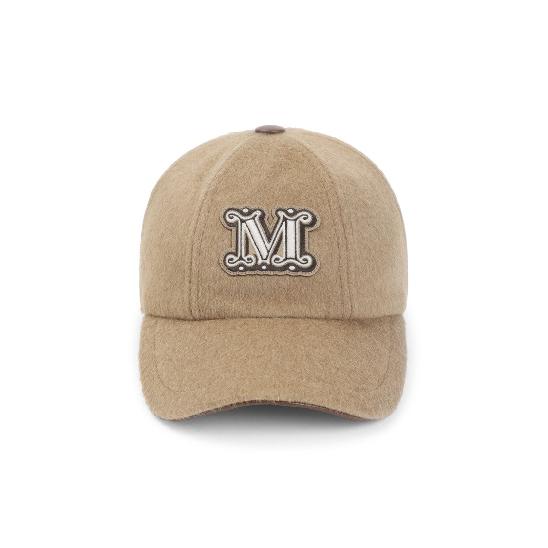 Max Mara Camel Brown Camel Wool Fedora Logo Baseball Hat