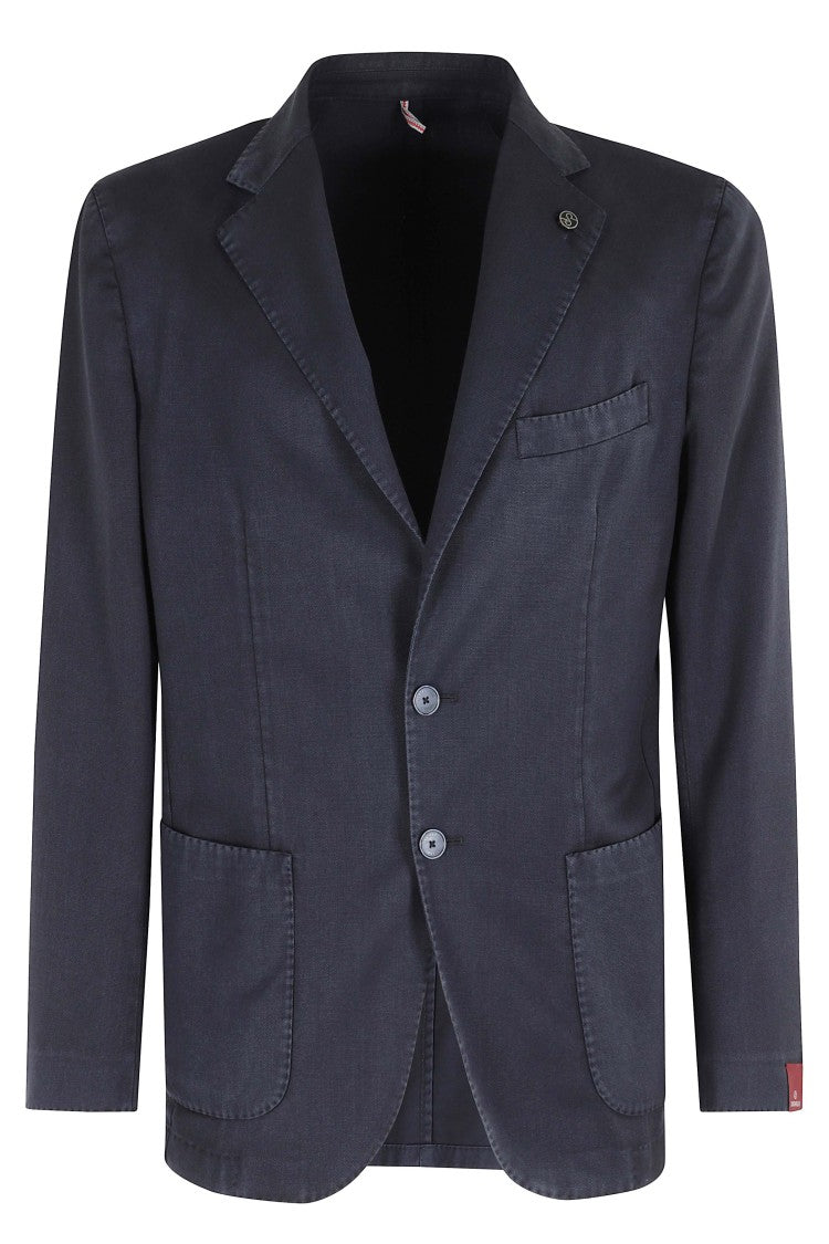 Santaniello Blue Opsak Virgin Wool Single-Breasted Jacket
