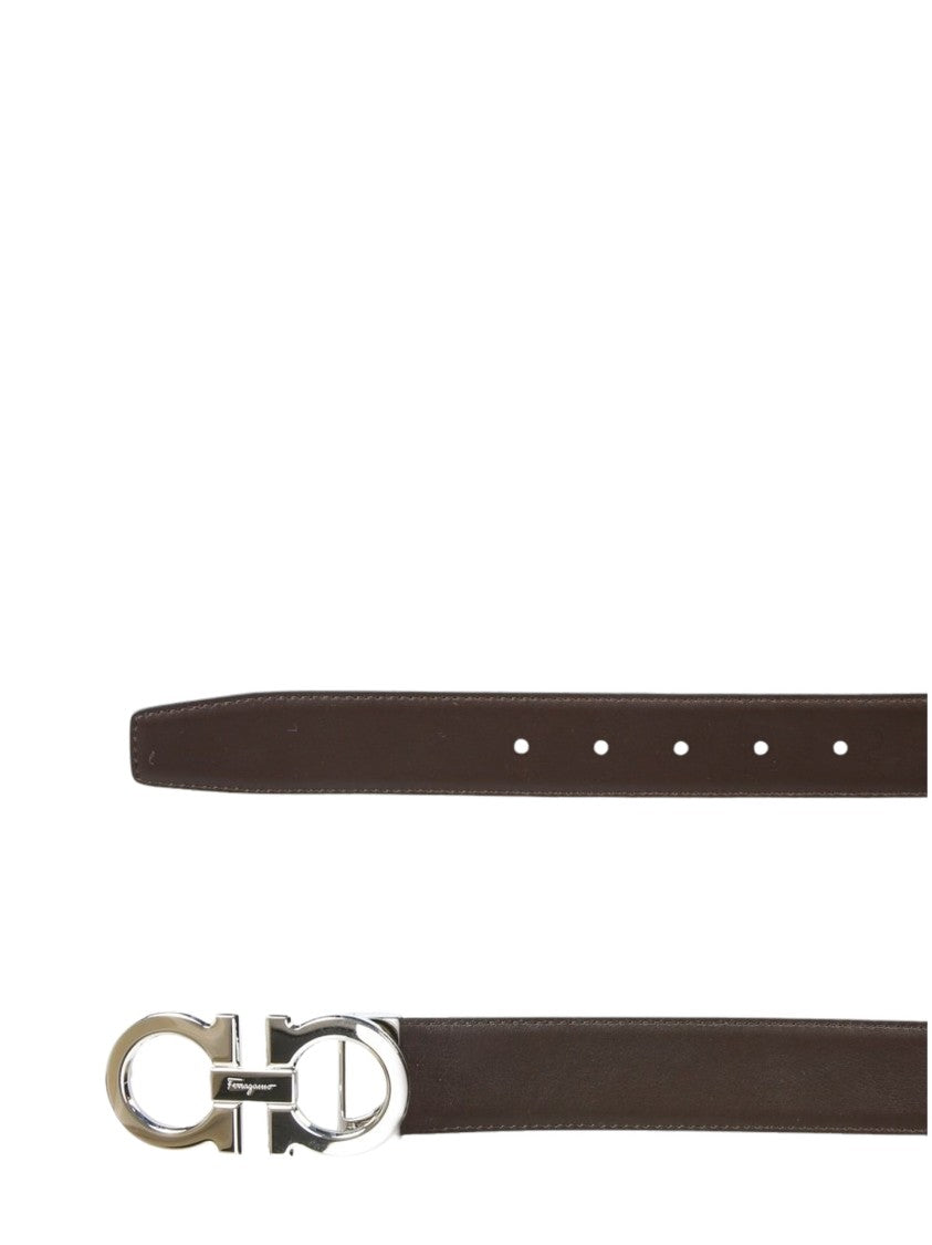 Ferragamo Reversible Smooth Leather Belt With Polished Silver-Tone Gancini Buckle