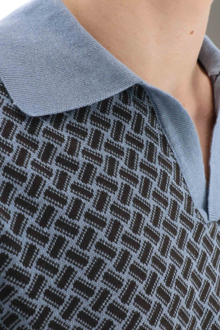 Drumohr Biscottino Cotton-Linen Open Collar Polo
