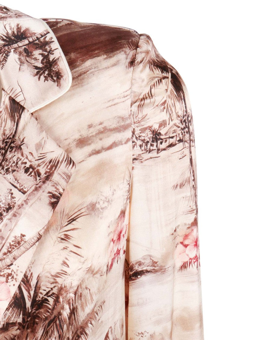 Shirt A Porter Silk Coastal Print Tailored Blazer