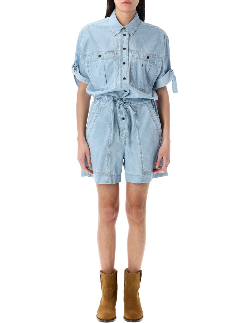 Isabel Marant Étoile Relaxed Fit Cotton Chambray Jumpsuit