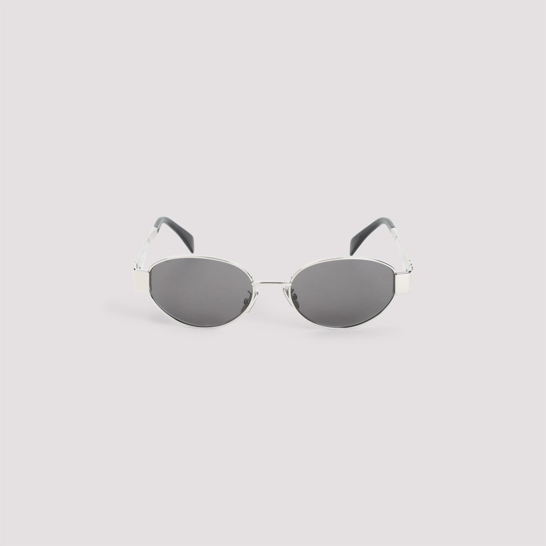 Celine Oval Silver-Toned Sunglasses With Tonal Logo Detail