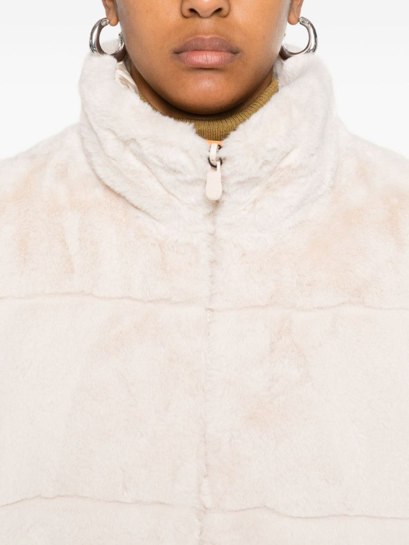 Save The Duck Reversible Beige Jacket With High Collar