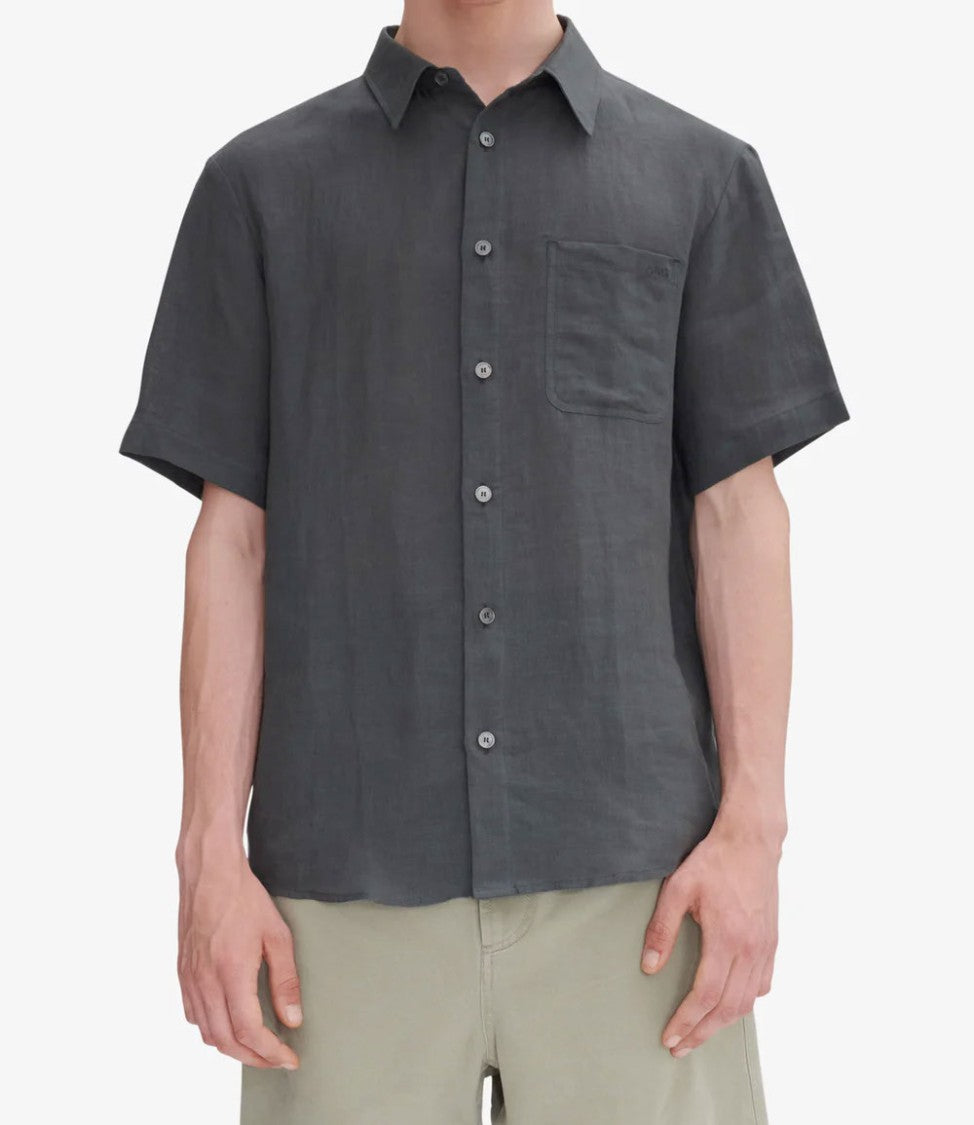 A.P.C. Casual Short-Sleeve Linen Shirt With Classic Collar