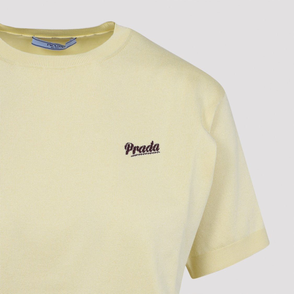 Prada Silk Blend T-Shirt With Subtle Logo Detail