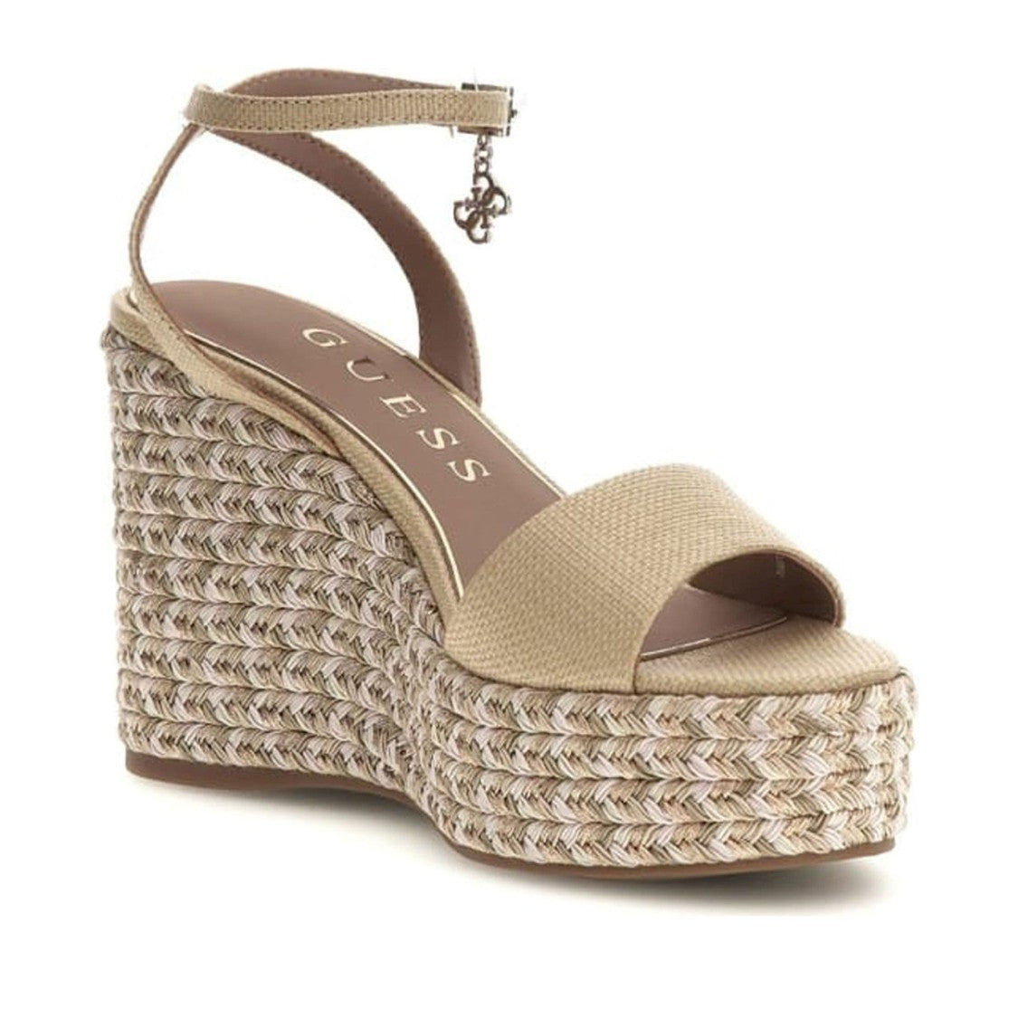 Guess Beige Everly Woven Platform Wedge Sandals