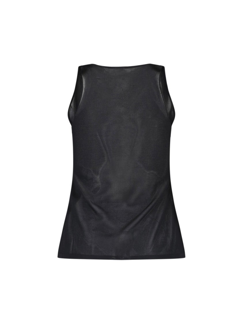 Balmain Black Viscose Lace V-Neck Tank Top