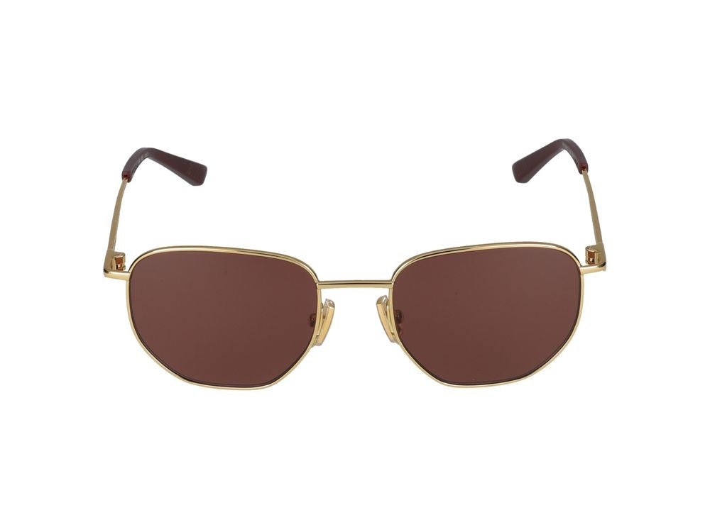 Bottega Veneta Gold Gold-Finish Metal Round Sunglasses