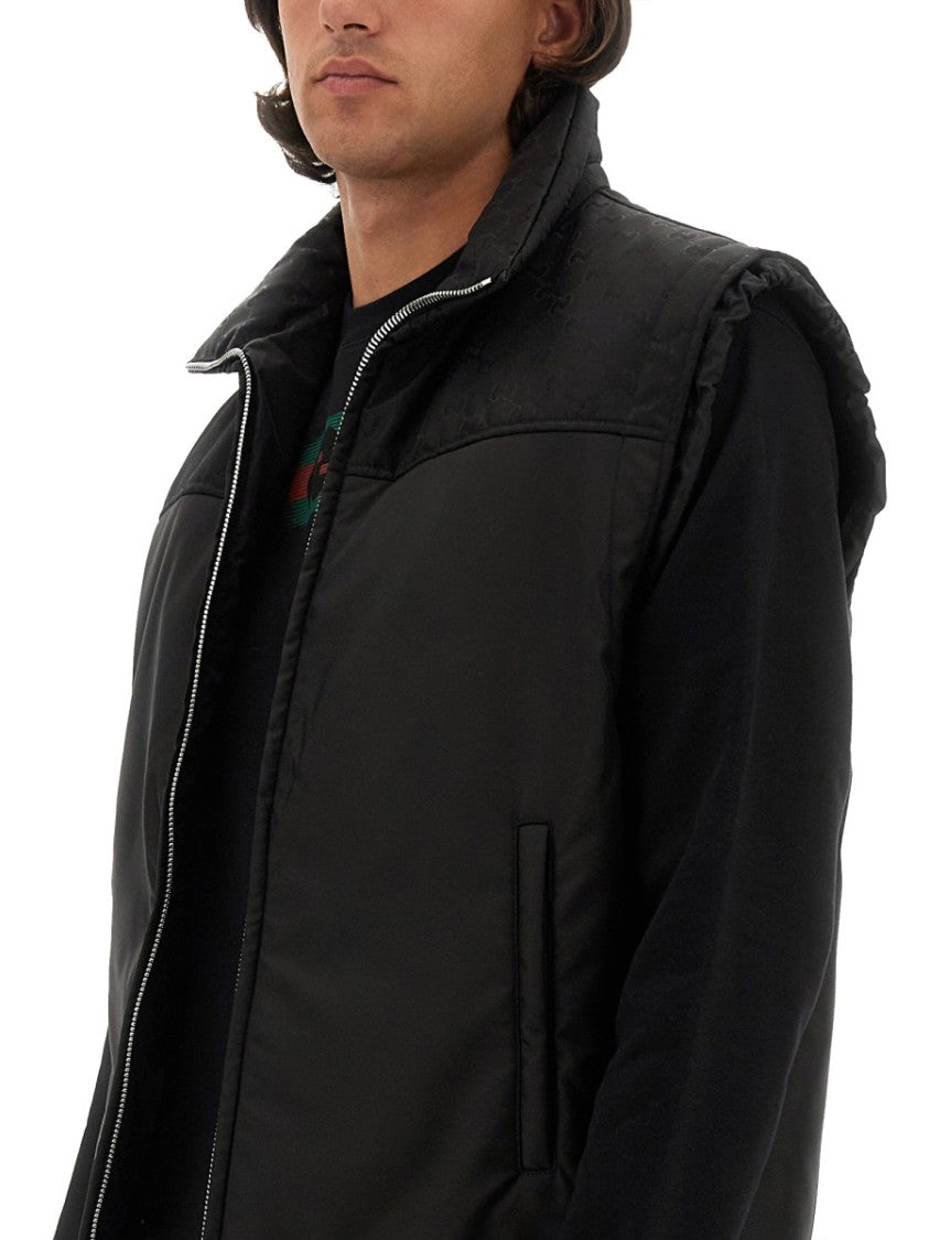 Gucci Nylon Vest With Integrated Gg Motif