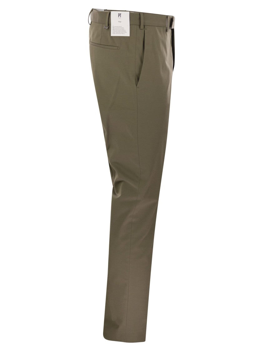 Pt Torino Contemporary Stretch Cotton Trousers With Unique Pockets