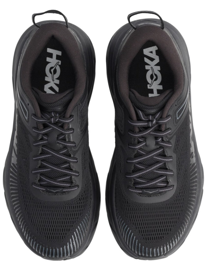 Hoka All-Black Bondi 7 Sneakers With Cushioned Sole
