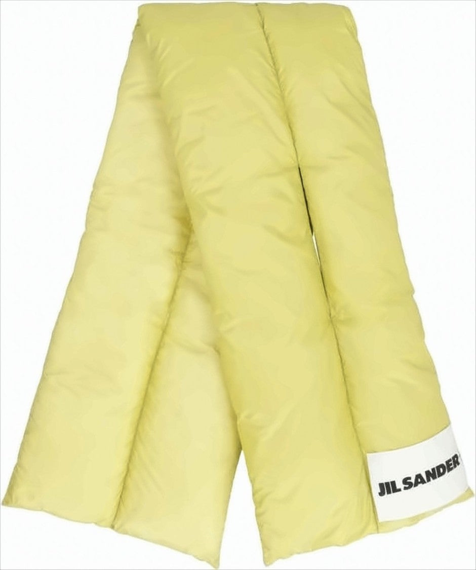 Jil Sander Quilted Yellow Padded Scarf With Loop Detail