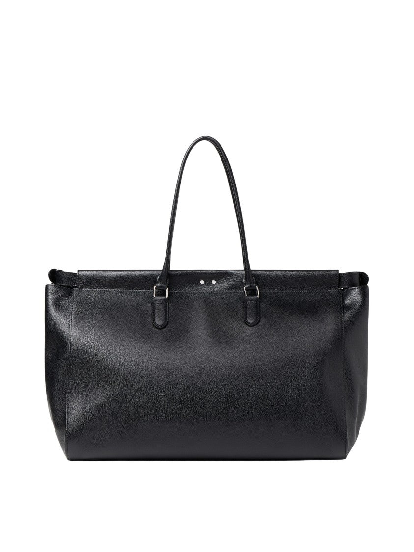 Fendi Large Structured Tote In Full-Grain Calfskin With Vintage Silver Twist Lock